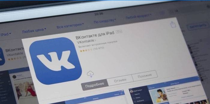 VK aplikacija na tabletu