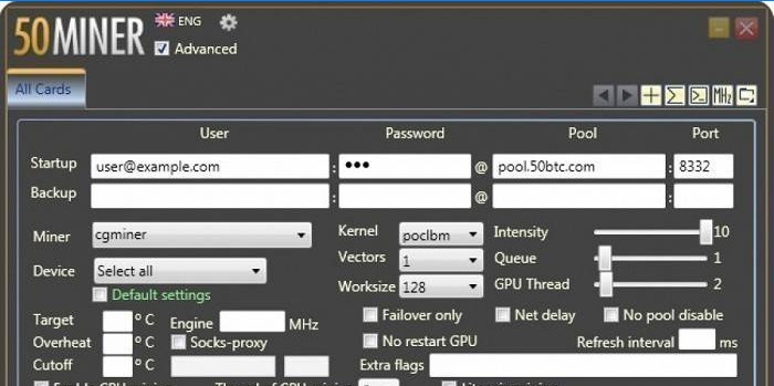 Program rudarjenja kriptovaluta 50Miner