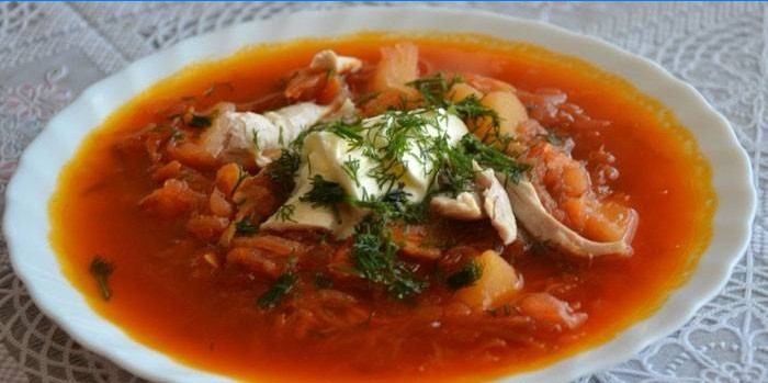 Borsch na pilećim zalihama