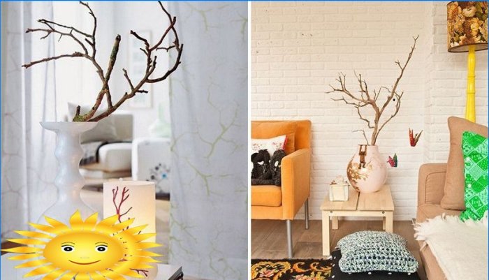 Napravite kućni dekor od grana: 20 fotografija i ideja