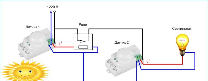 Serijski priključivanje senzora kretanja putem releja