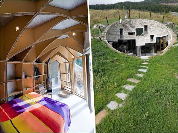Dizajn ovalne podzemne kuće u Švicarskoj