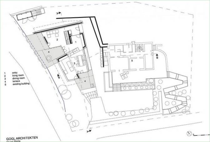 Plan kuće s panoramskim pogledom na Alpe