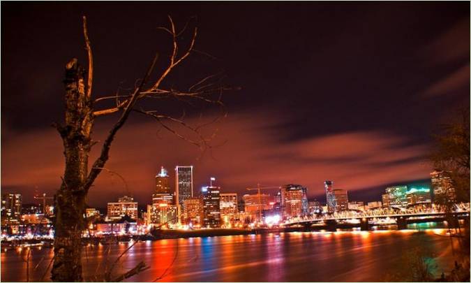 Pogled na noćni grad Portland