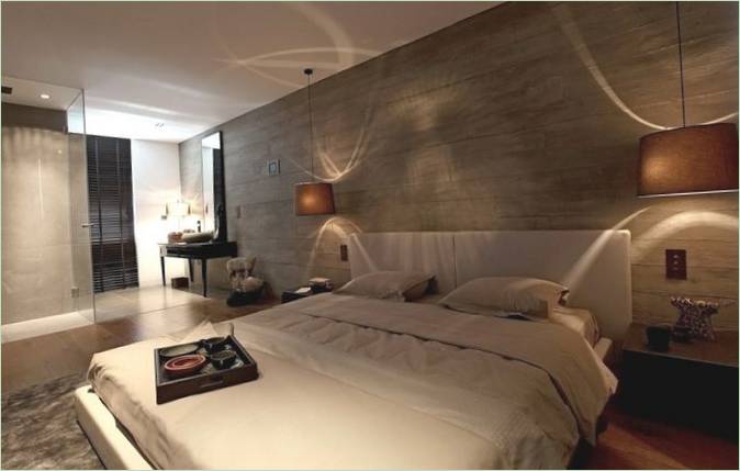 Moderan dizajn interijera spavaće sobe u mirnim bojama