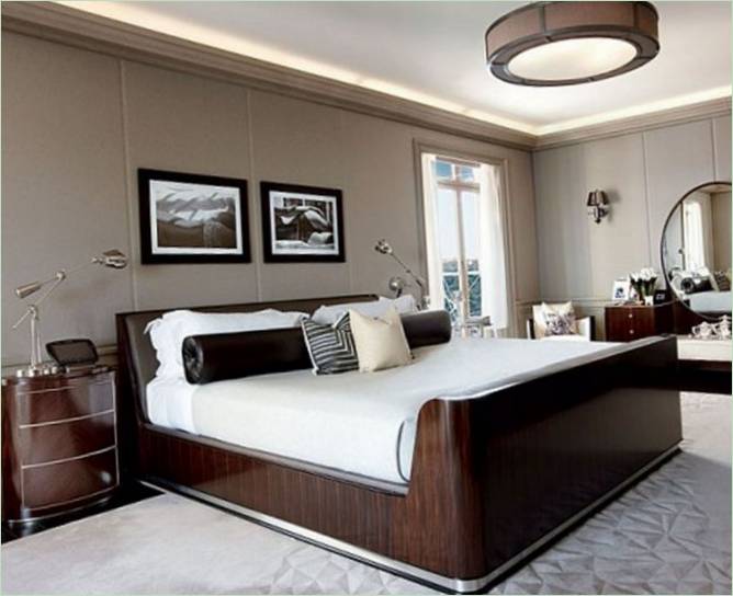 Luksuzni dizajn spavaće sobe u tamno smeđim tonovima